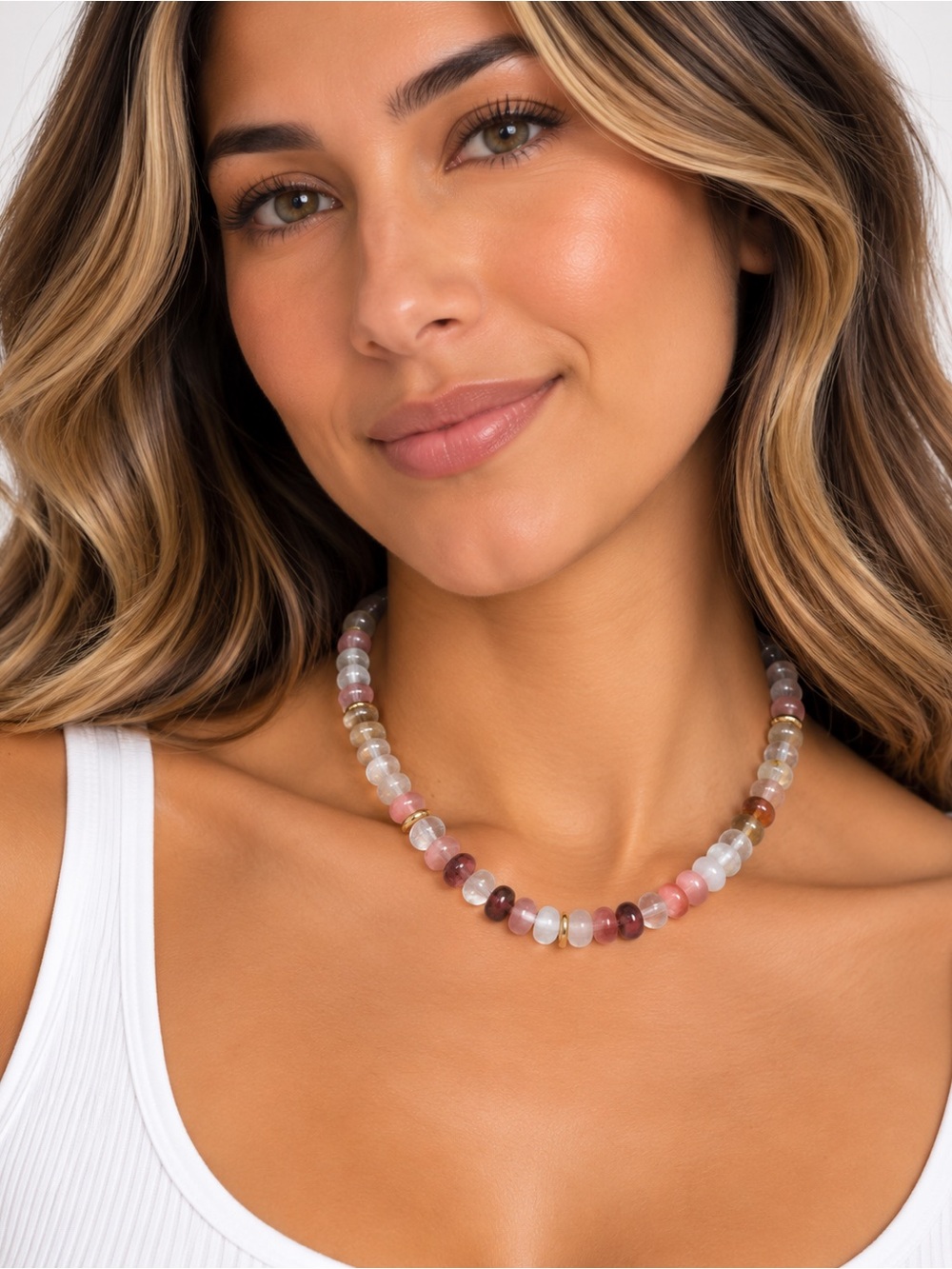 Mayamar classic Quartz Multi-Color Beaded Necklace